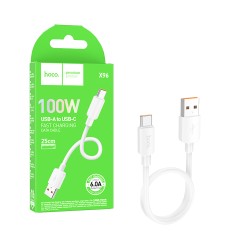 Hoco Cable X96 Hyper Type-C 100W 6A 25CM White Hoco Cable X96 Hyper Type-C 100W 6A 25CM White